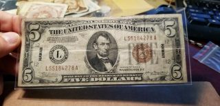 $5 1934 A Hawaii Overprint Federal Reserve Note Ww11