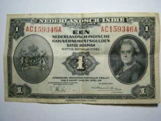 1943 Netherlands Indies 1 Gulden 1943 Nederlandsch Indie Een Gulden