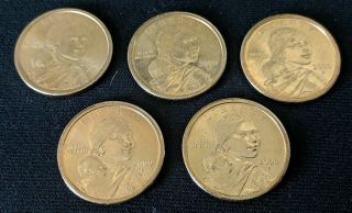 (5) 2000 P Sacagawea Gold Dollar Uncirculated $1 Fresh From Us Roll D3