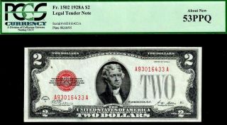 1928a $2 Two Dollar Bill Red Seal Legal Tender • Pcgs 53 Ppq • Fr.  1502