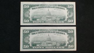TWO CONSECUTIVE 1969 A Fifty Dollar Federal Reserve Notes YORK $50 BILLS 4
