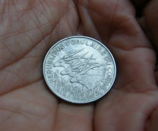 Rca.  Populaire Du Congo Coin 100 Francs 1975