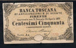 50 Centesimi From Italy 1870 Vf