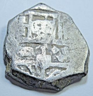 1600 ' s Spanish Silver 2 Reales Piece of 8 Real Cob Colonial Pirate Treasure Coin 2