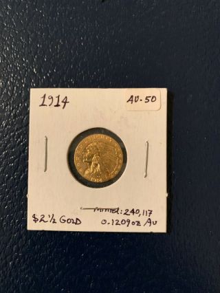 1914 - D $2 1/2 Indian Head Gold Coin Quarter Eagle