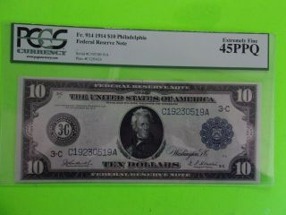 Fr 914 1914 $10 Federal Reserve Note Philadelphia Extremely Fine 45ppq