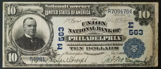 Series 1902 $10 National Currency,  The Union National Bank Of Philadelphia,  Pa