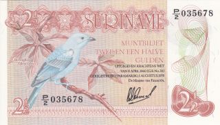 2 1/2 Gulden Unc Banknote From Suriname 1978 Pick - 117
