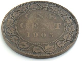 1905 Canada One 1 Cent Large Penny Copper Edward Vii Circulated Coin J988