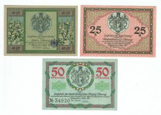 Set Of 3 Germany Notgeld 10.  25,  50 Pfennig Ohrdruf 1921 Unc