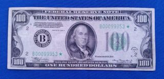 1934 - A Us $100 Federal Reserve " Star " Note Ser 3 B00099953 York Fr 2153b L08