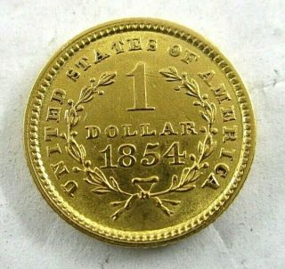 1854 Type 1 Gold $1 Dollar U.  S.  Coin Uncirculated 2
