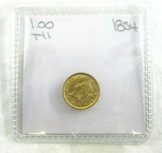 1854 Type 1 Gold $1 Dollar U.  S.  Coin Uncirculated 4