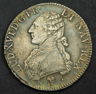 1785,  Royal France,  Louis Xvi.  Large Silver Ecu (french Dollar) Coin.  Bayonne