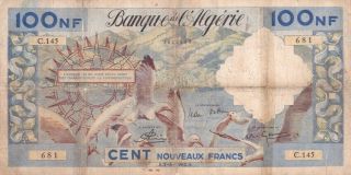 Banque De Algeria 100 Francs 1960 P - 121 Vg Port Of Annaba
