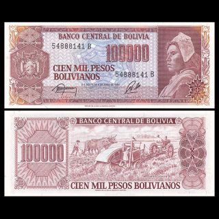 Bolivia 100000 100,  000 Pesos Bolivianos,  1984,  P - 171,  Unc
