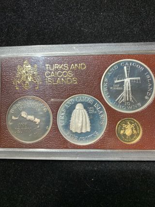 Turks And Caicos Islands 1976 4pc Gold/silver/copper - Nickel Proof Set