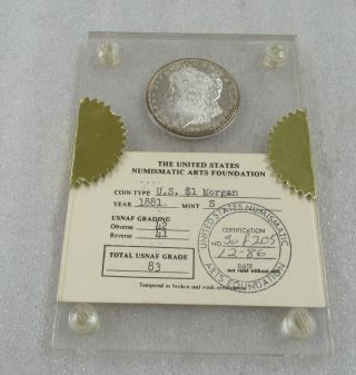 1881 - S Morgan Silver Dollar The United States Numismatic Arts Foundation