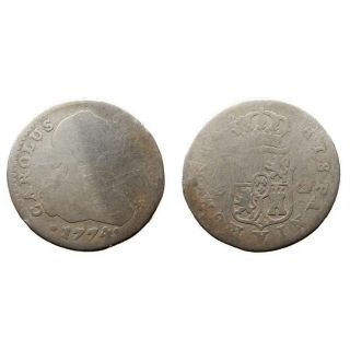 Lucernae Carlos Iii 1/2 Real Spanish Shield (hispania) Madrid 1774