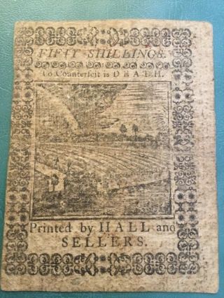 PA - 170 October 1,  1773 50s Fifty Shillings Pennsylvania Colonial Currency Note 2