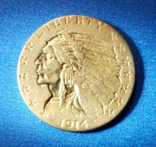 1914 - D Quarter Eagle $2.  5 Gold Indian Gem/bu Crisp 105 Year Old Gold