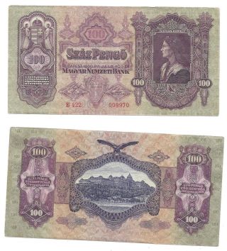 Hungary 100 Pengo 1930 In (xf) Crisp Banknote