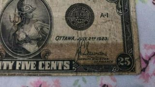 1923 & 1900 DOMINION OF CANADA 25 CENTS BANK NOTE paper money 3