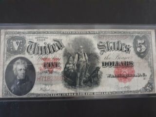 Series 1907 Woodchopper Usa United States Five Dollar $5 Banknote