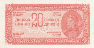 20 Dinara Aunc Proof Banknote From Yugoslavian Partizan Army 1944 Pick - 51p