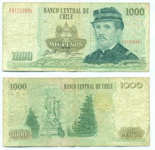 Chile Note 1000 Pesos Serial Fb Block 26 1993 P 154e Fine
