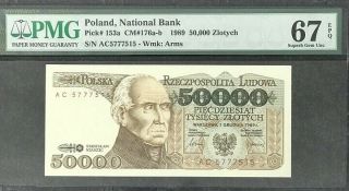 Poland 50000 50,  000 Zlotych 1989 P 153 Gem Unc Pmg 67 Epq
