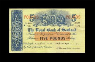 1957 Royal Bank Of Scotland 5 Pounds Rare ( (ef))