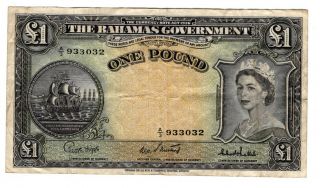 Bahamas 1 Pound Issued 1953,  P15c Fine,