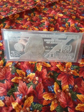 4 Oz Silver Bar - $100 Bill - In Vinyl.