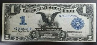 1899 $1 Black Eagle One Silver Dollar Large Bill Us Note Blue Seal