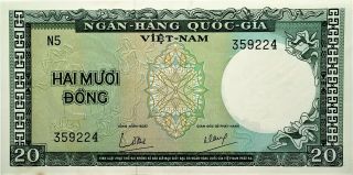 1964 Viet Nam (south) 20 Dong Banknote - Pick 16a - Uncirculated