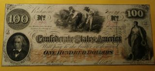 $100,  Dollar T - 41Confederate Civil War Note Slaves 1862 2