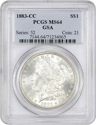 1883 - Cc $1 Pcgs Ms64 Ex: Gsa - Morgan Silver Dollar