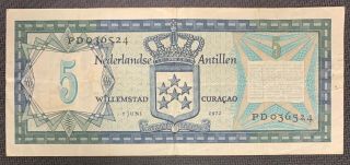 1972 Netherlands Antilles 5 Gulden Curacao Fine Nr