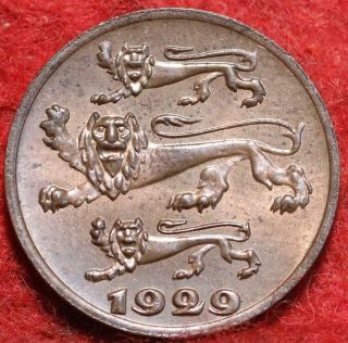 Uncirculated 1929 Estonia 1 Sent Foreign Coin