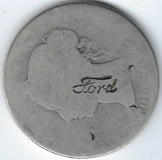 Newfoundland " Ford " Logo Countermark On Victoria Fifty Cents Inv 59