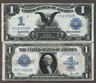 1899 & 1923 $1.  00 Silver Certificates,  Circulated,  Presentable