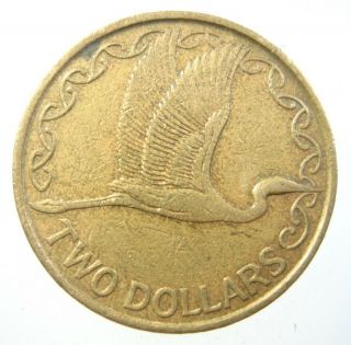 Zealand $2 Dollar 1991 Kotuku Heron Bird 90 World Coin Money