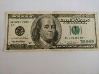 1996 $100 One Hundred Dollar Star Note - Low Serial Number Money