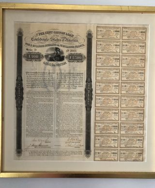 1863 1,  000 Pounds Sterling Confederate States Of America 7 Cotton Loan