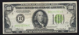 1934 $100 YORK Federal Reserve Note Fr 2052 - B B01232904A 2