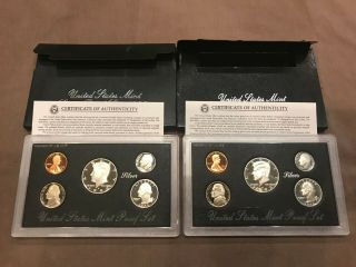 1982 & 1983 Us Silver Proof Set Pair In Ogp.  Starts@ 2.  99