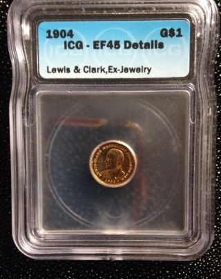 1904 Lewis & Clark Centennial Exposition $1 Gold Usa Ex Jewelry - Ef Details -