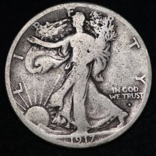 Fine 1917 S Obverse Walking Liberty Silver Half Dollar