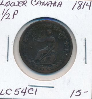 Lower Canada Half Penny Token Lc54c1 1814